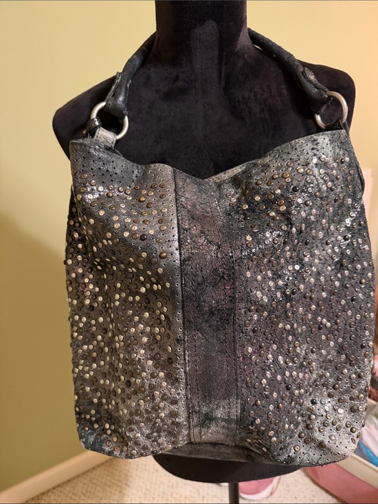 Frye Handbags - Frye Black Studded Leather Shoulder Bag